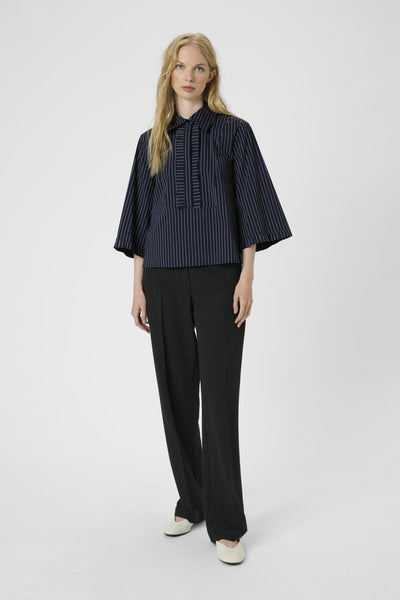 KBAmy Silke Blouse Inkwell stripe - 10105536 Thumbnail