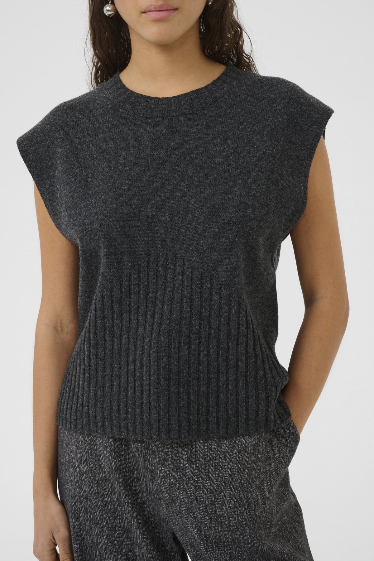 KBBerenice Waistcoat Mörkgrå Melerad - 10105676