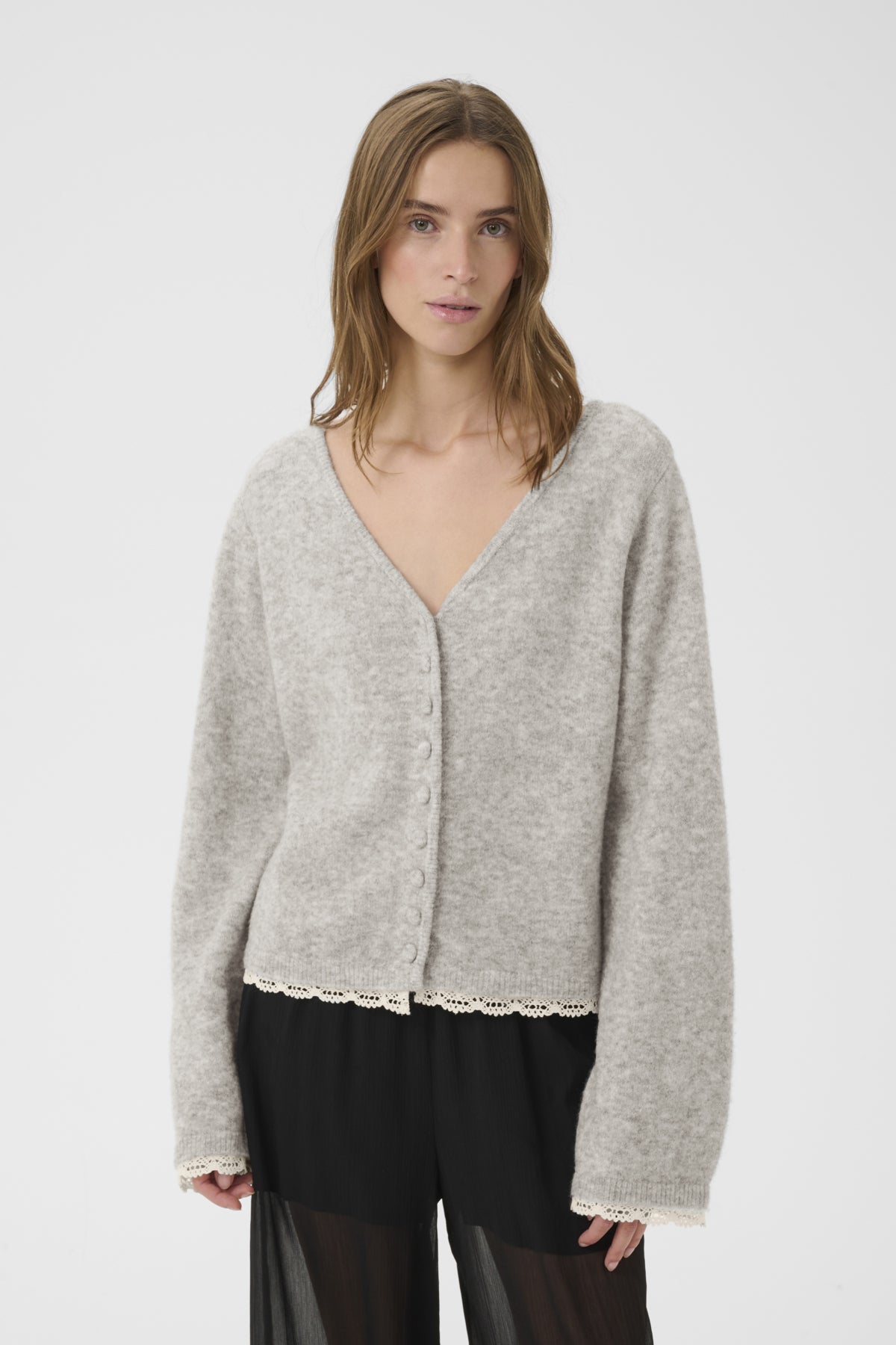 KBEris Cardigan Gråmelerad - 105059 - 10105831