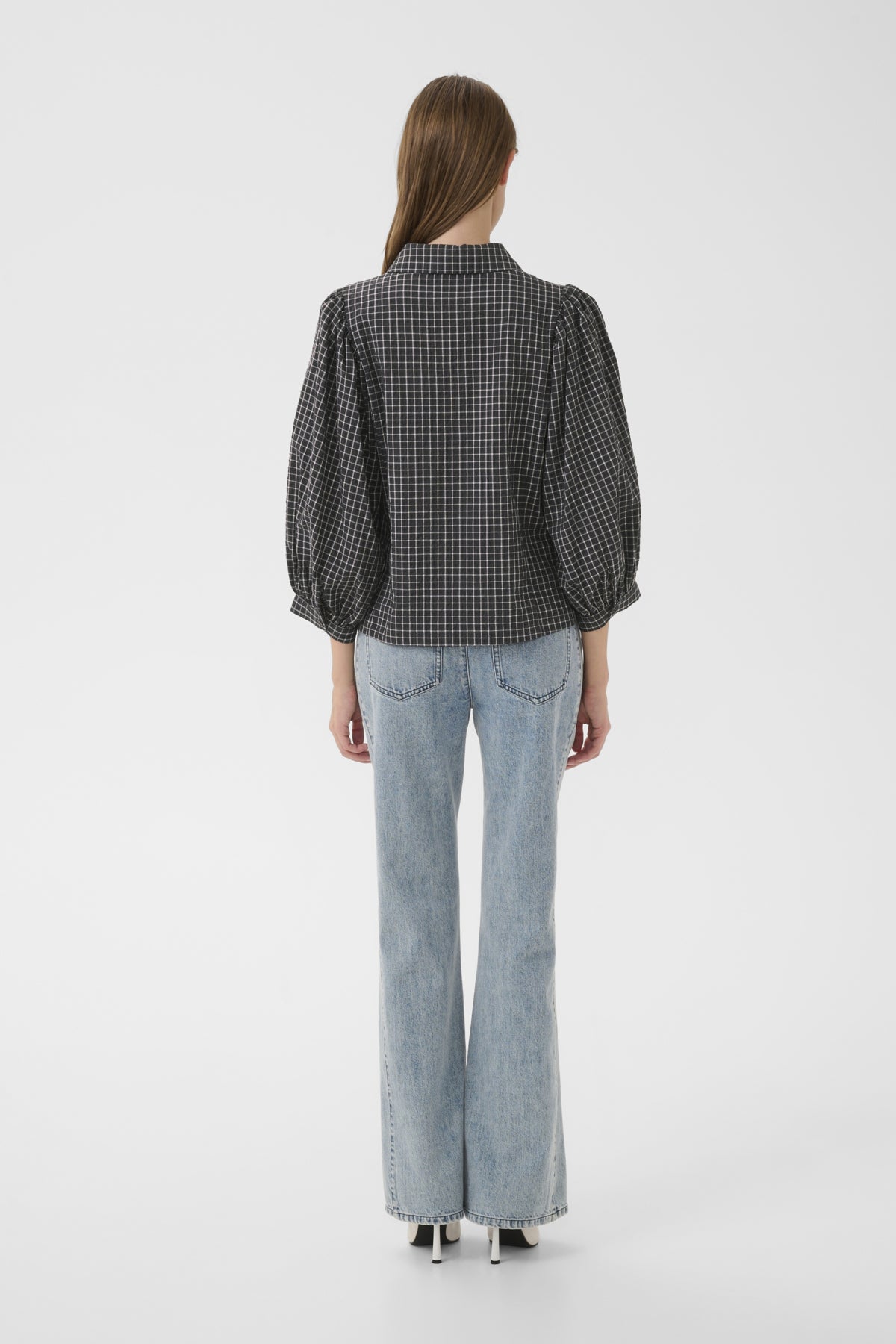 KBEllen Frosty Blouse Mörkgrå Rutig - 109174 - 10105850