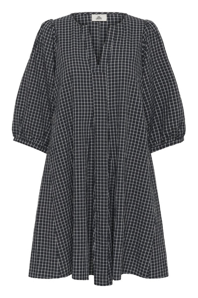 KBEllen Indie Dress Dark Grey Check - 103042 - 10105851 Thumbnail