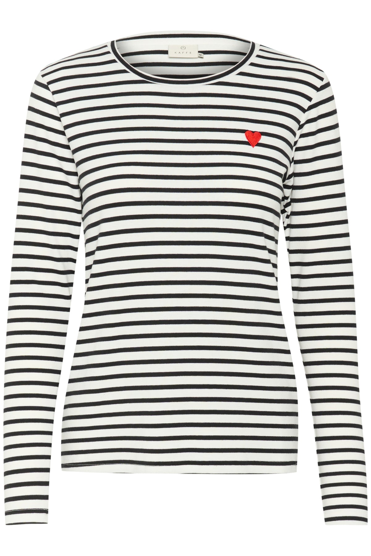 Liddy T-shirt Kritvit/Svart-Eldröda hjärtan