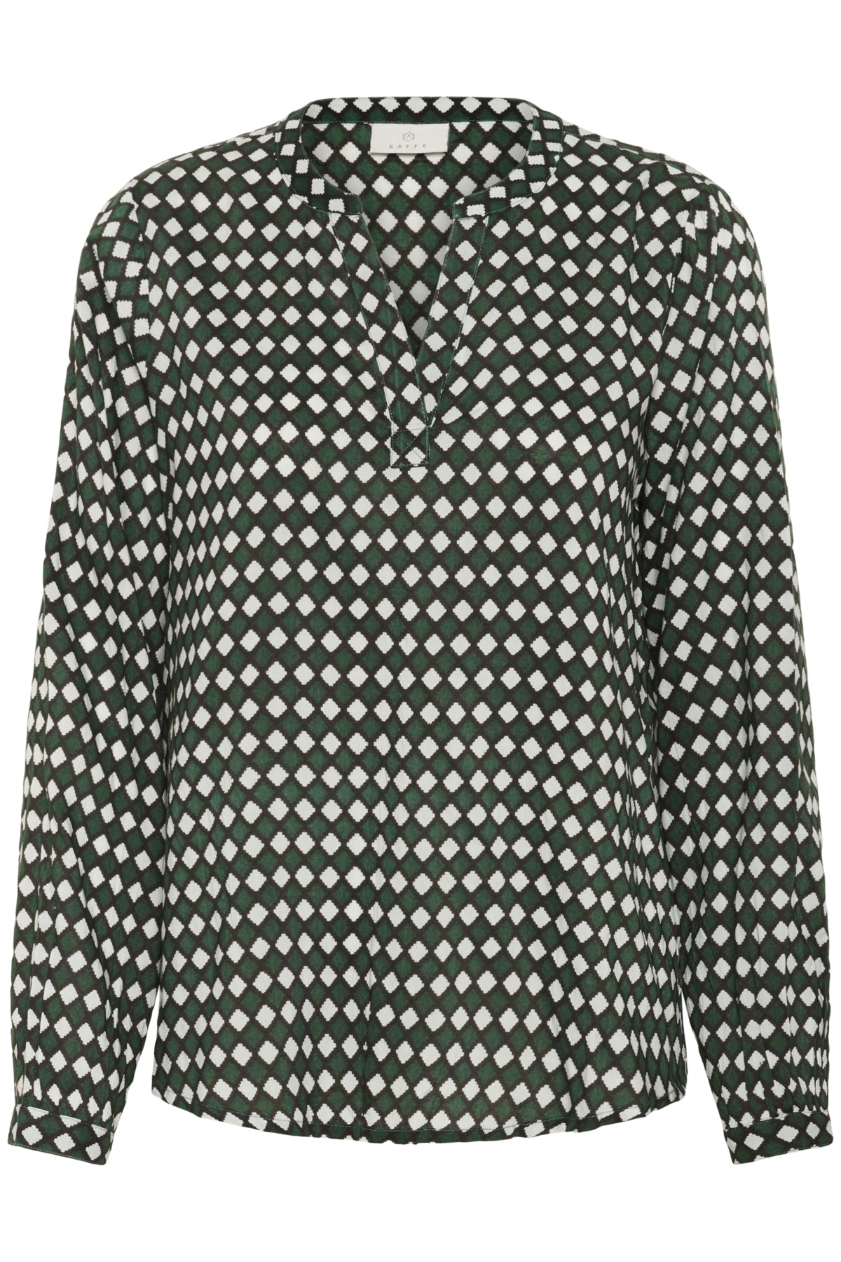 KAsary Tilly Blouse Mörkgrön - Diamantmönster - 10503502
