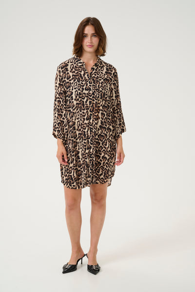 KAhildur Amber Skjortklänning Naturel Leopardmönster - 10506745 Thumbnail