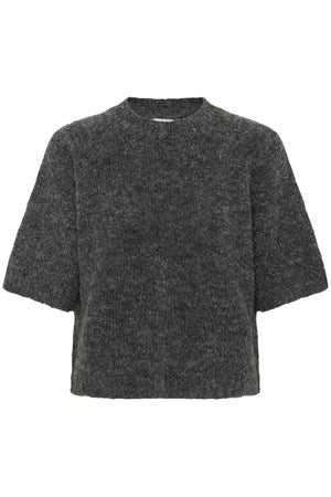 KAemilie Cropped Knit Pullover Mörkgråmelerad - 10508162