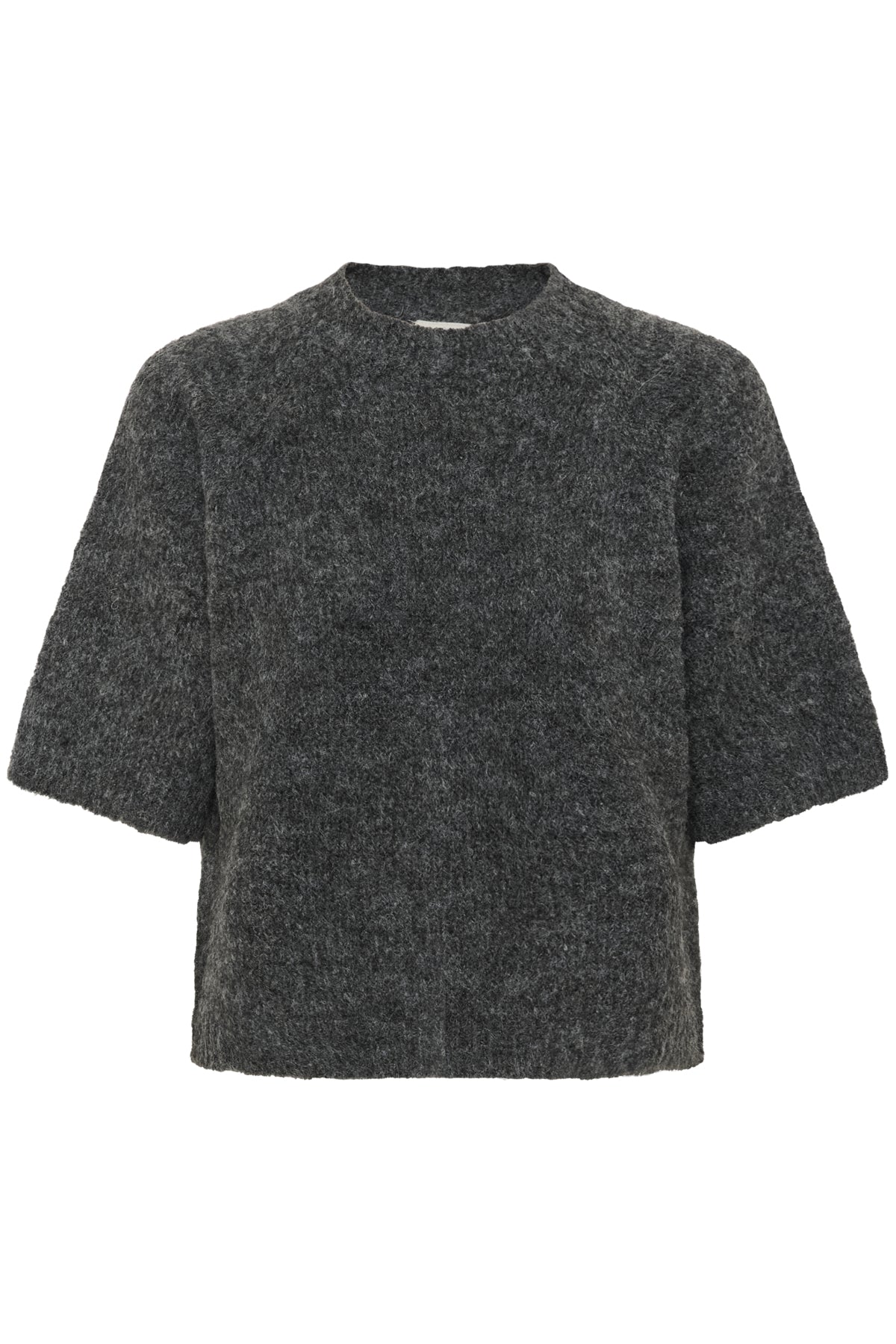 KAemilie Cropped Knit Pullover Mörkgråmelerad - 10508162