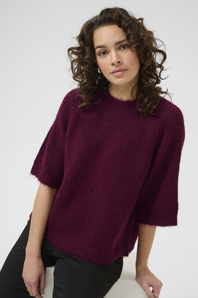 KAemilie Cropped Knit Pullover Windsor Wine - 10508162 Thumbnail