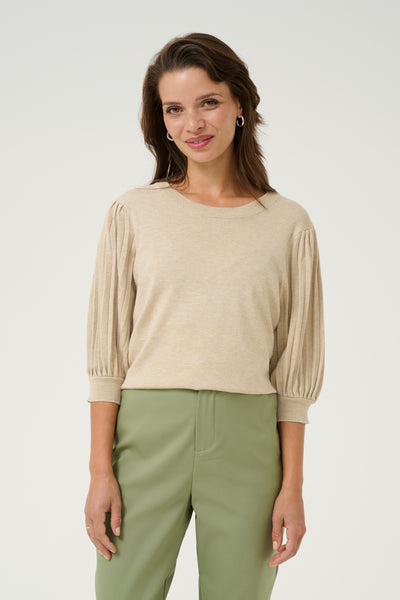 KAlone Stickad Pullover 1/2 Ärm Feather Gray Melange Thumbnail