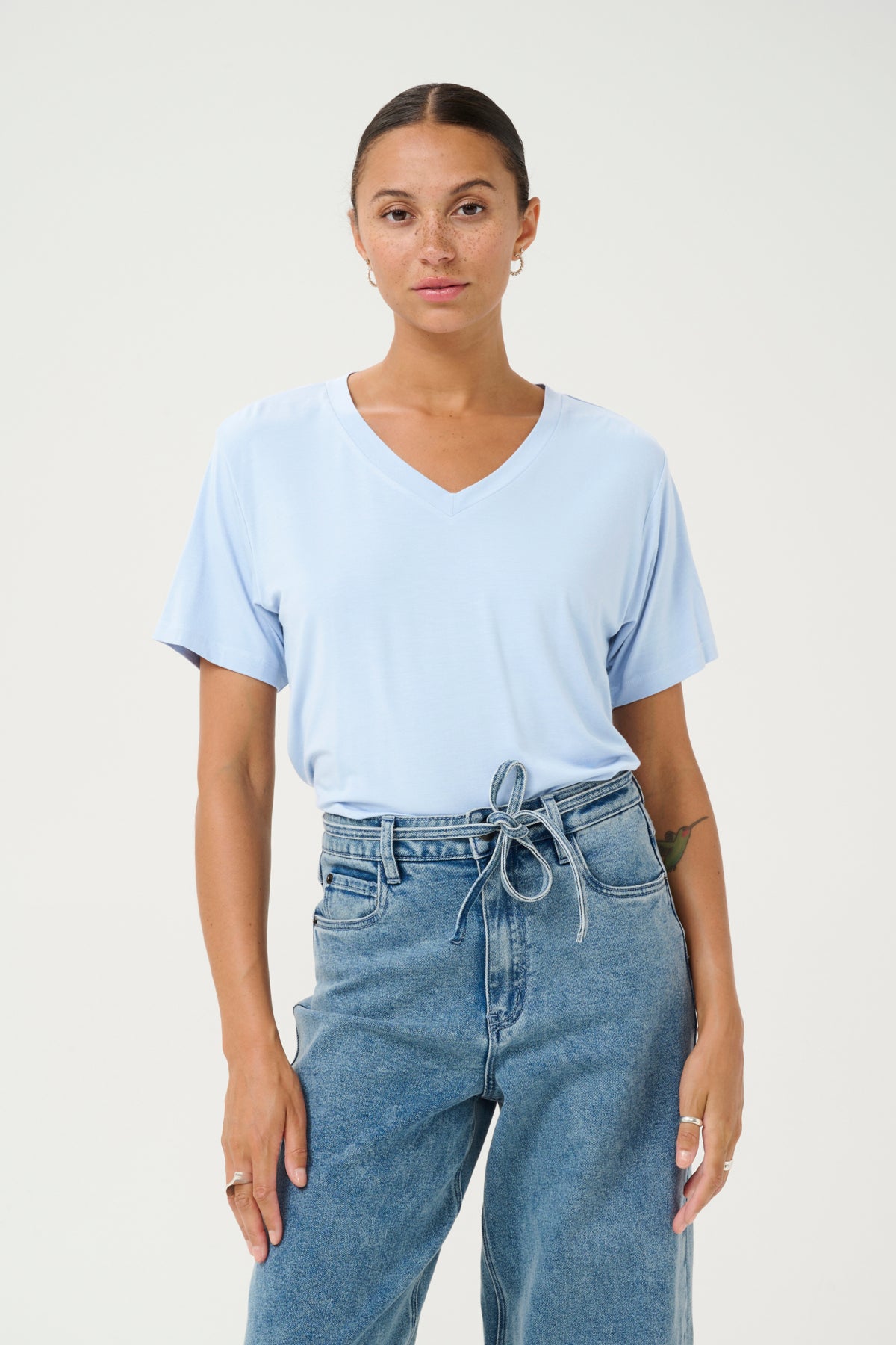 KAfrida V-ringad T-shirt Soft Chambray - 10508581