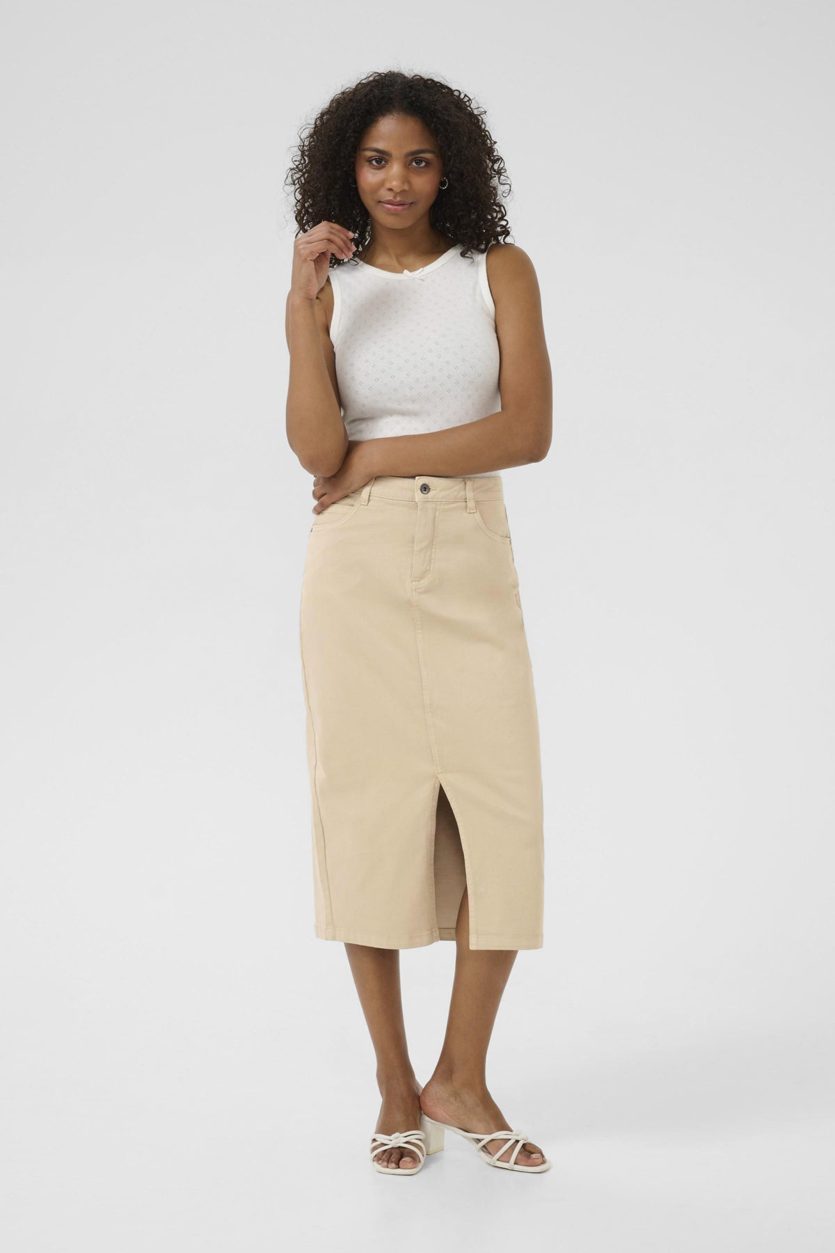 KAzelina Lång Jeanskjol Feather Gray - 10508734