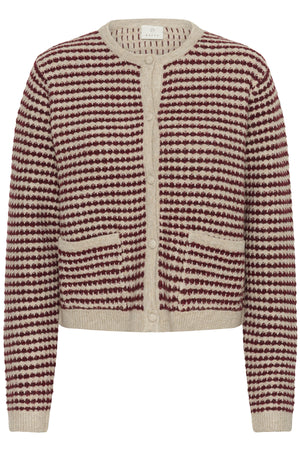 KAellery Stickad kofta Feather gray mel./windsor wine - 10509031