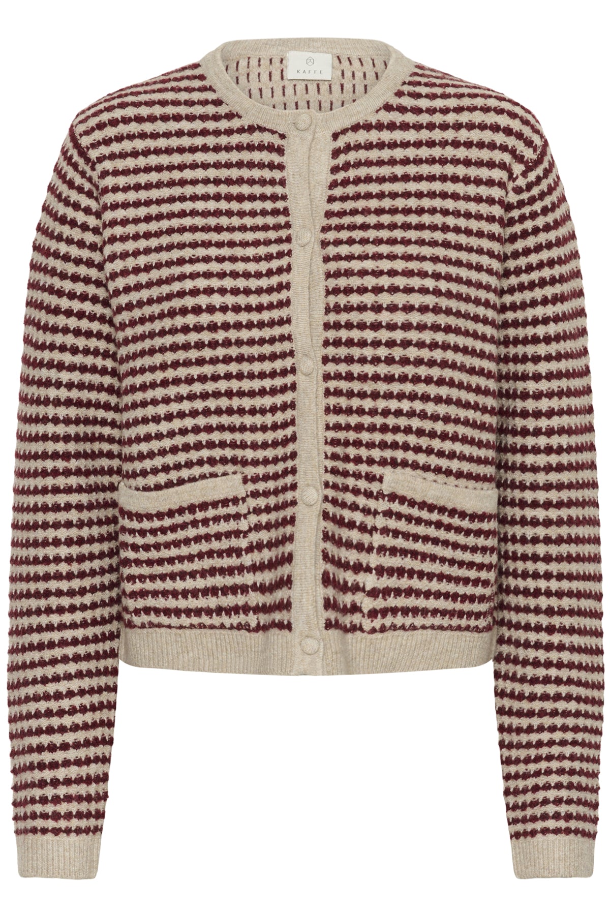 KAellery Stickad kofta Feather gray mel./windsor wine - 10509031