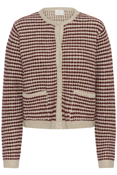 KAellery Stickad kofta Feather gray mel./windsor wine - 10509031 Thumbnail