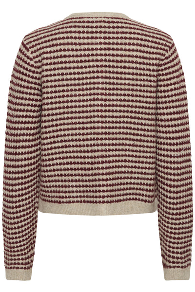 KAellery Stickad kofta Feather gray mel./windsor wine - 10509031 Thumbnail
