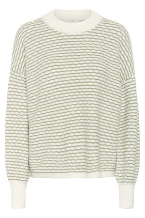 KAellery stickad tröja Oil Green/Turtledove Stripe - 10509032