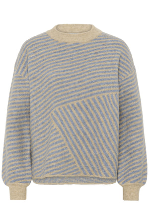 KAverana Stickad Tröja Feather Grey Mel/Windward Blue - 10509061