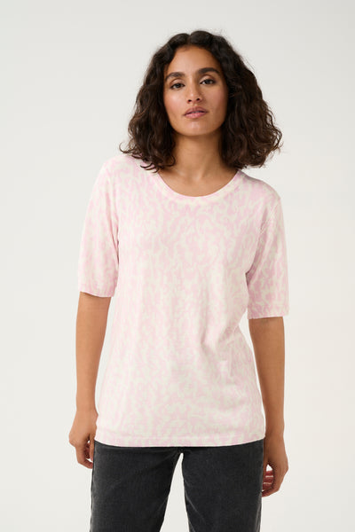 KAliz Pullover Rosa/Krita Grafiskt Tryck Thumbnail