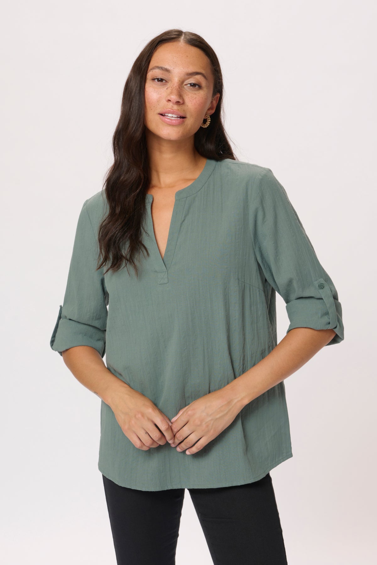 KAlena Solid Shirt Balsam Green - 10509586