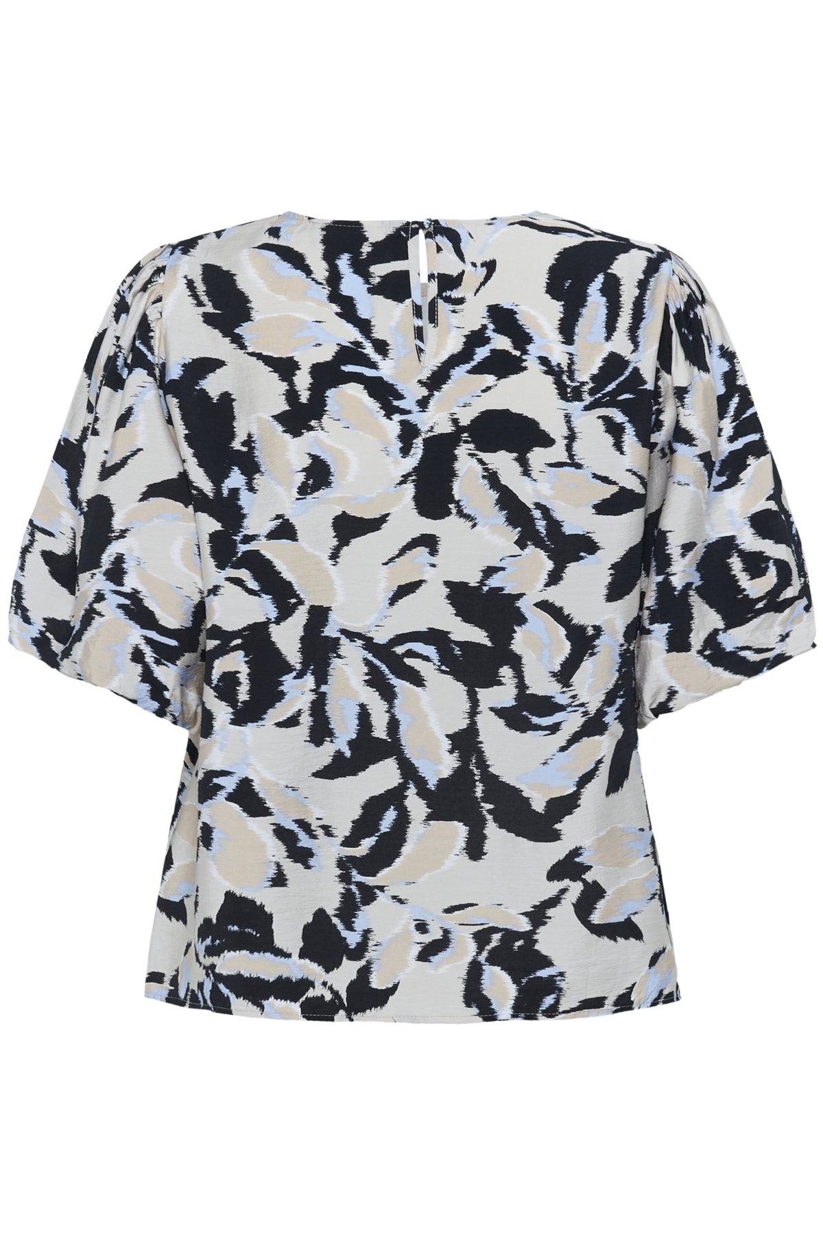 KApaco Blouse Beige/Black/Blue Blurry Leaf - 10509633