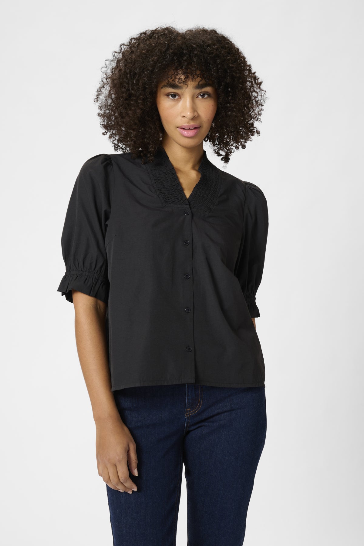KAmaia kortärmad blus Black deep - 10509665