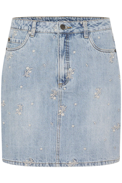 KAbabeth Denim Skirt Blue Denim/Feather Flower Emb. - 10509717 Thumbnail