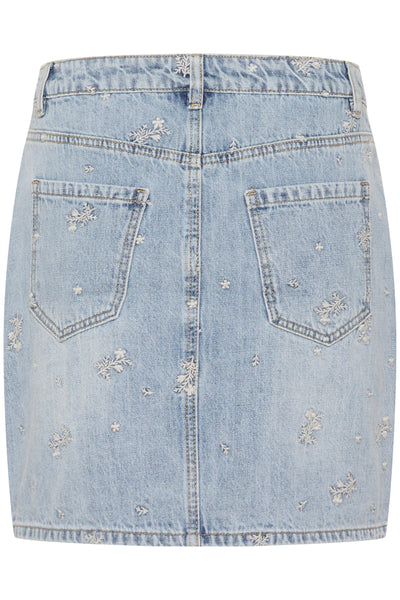 KAbabeth Denim Skirt Blue Denim/Feather Flower Emb. - 10509717 Thumbnail