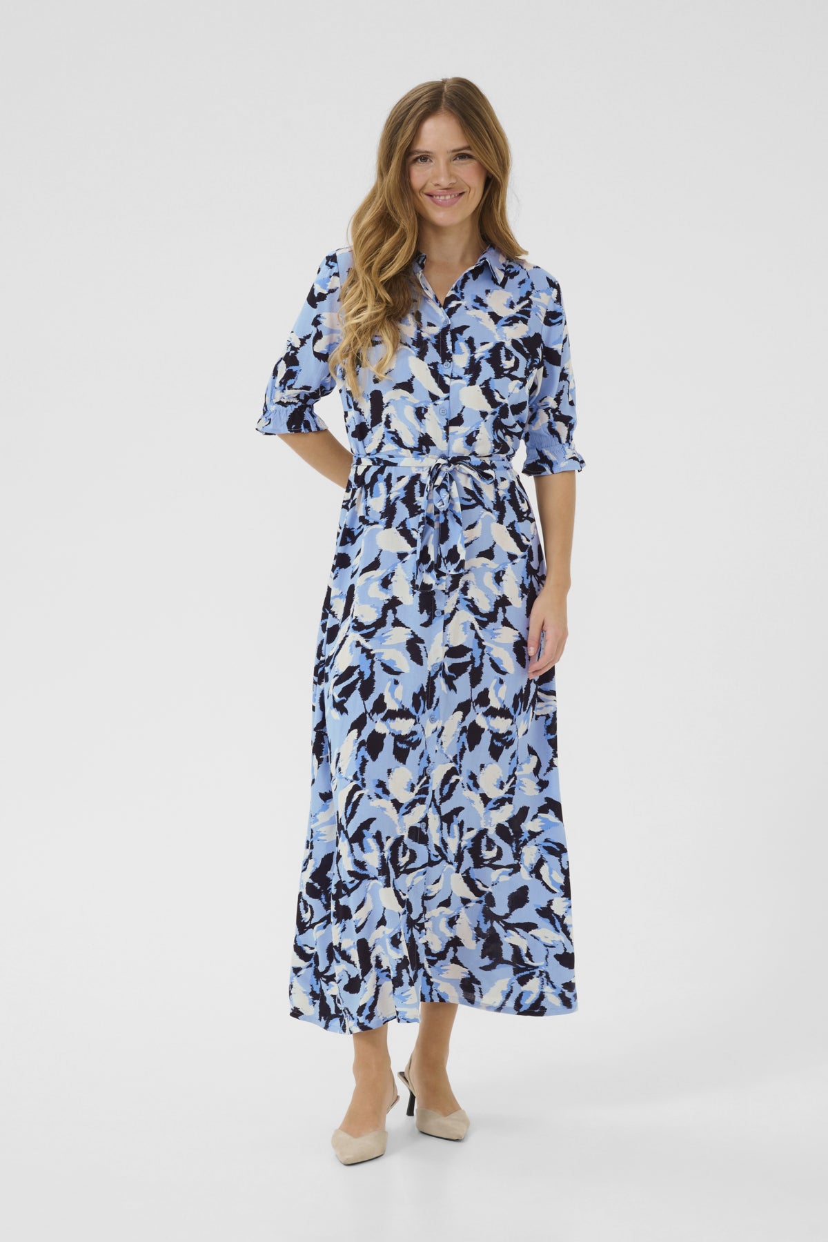 KAmira Plain Weave Klänning Print Blue Flower Print