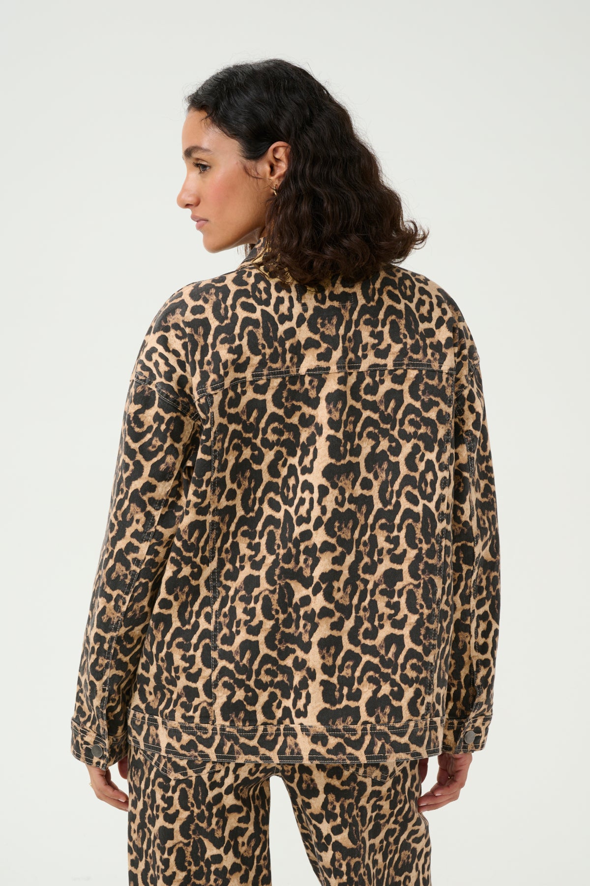 KAleonora Denimjacka Naturel Leopardmönster - 10509819