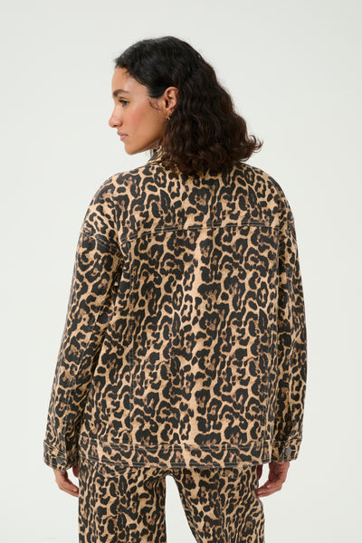 KAleonora Denimjacka Naturel Leopardmönster - 10509819 Thumbnail