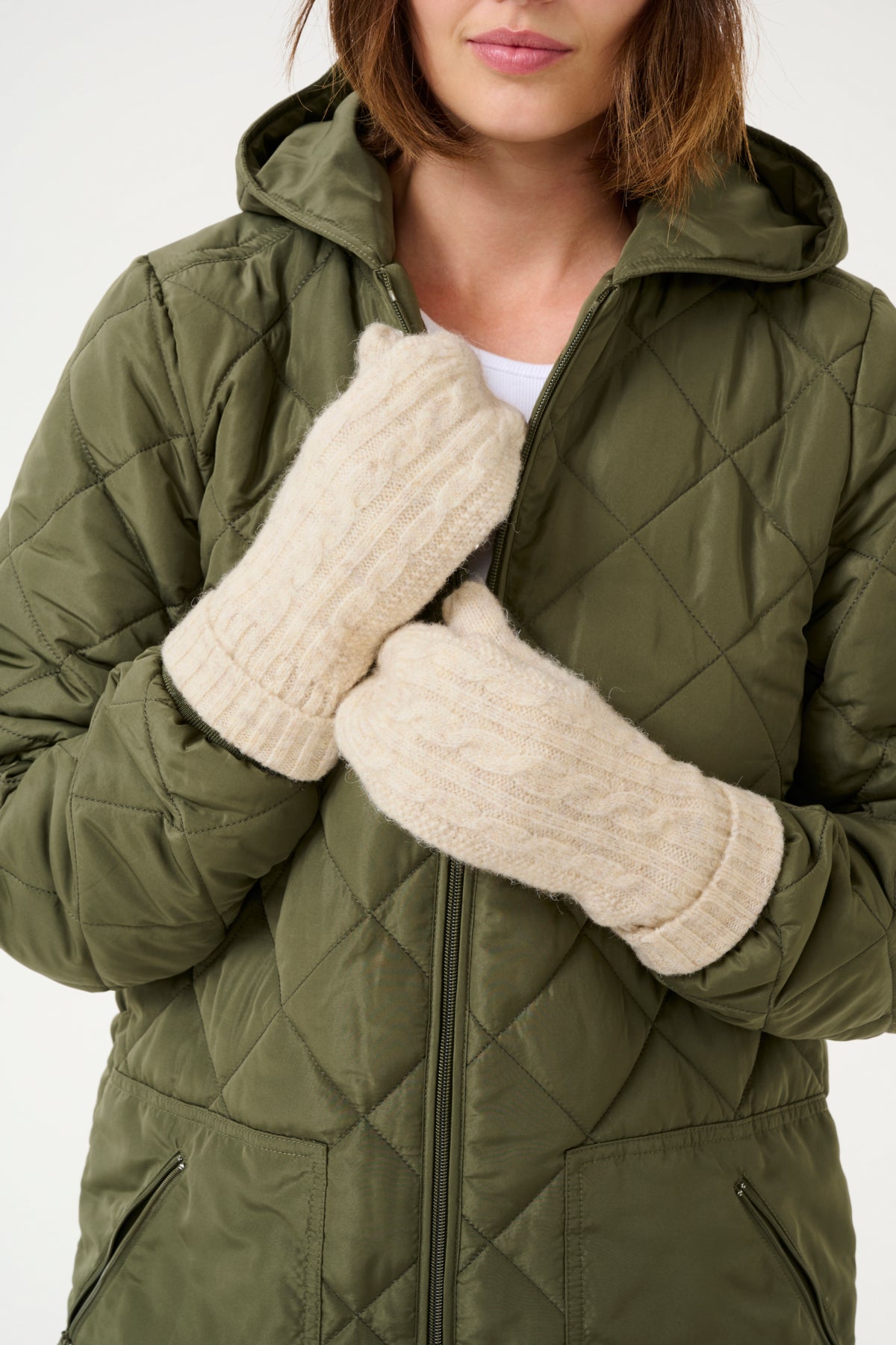 KAgabby Gloves Feather Gray Melange - 10509847