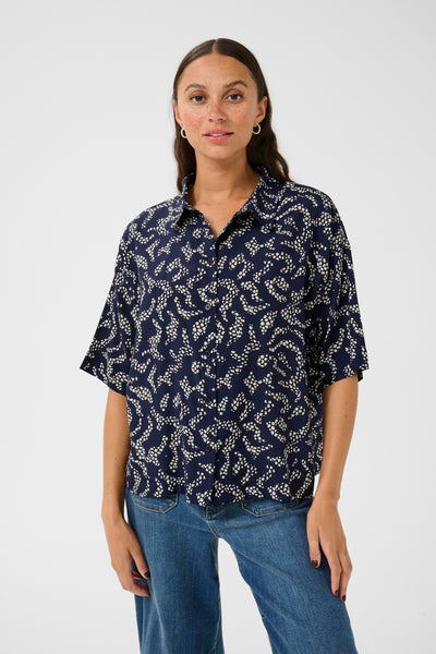 KAbarton Skjorta Midnight Marine Lace Print - 10509914 Thumbnail