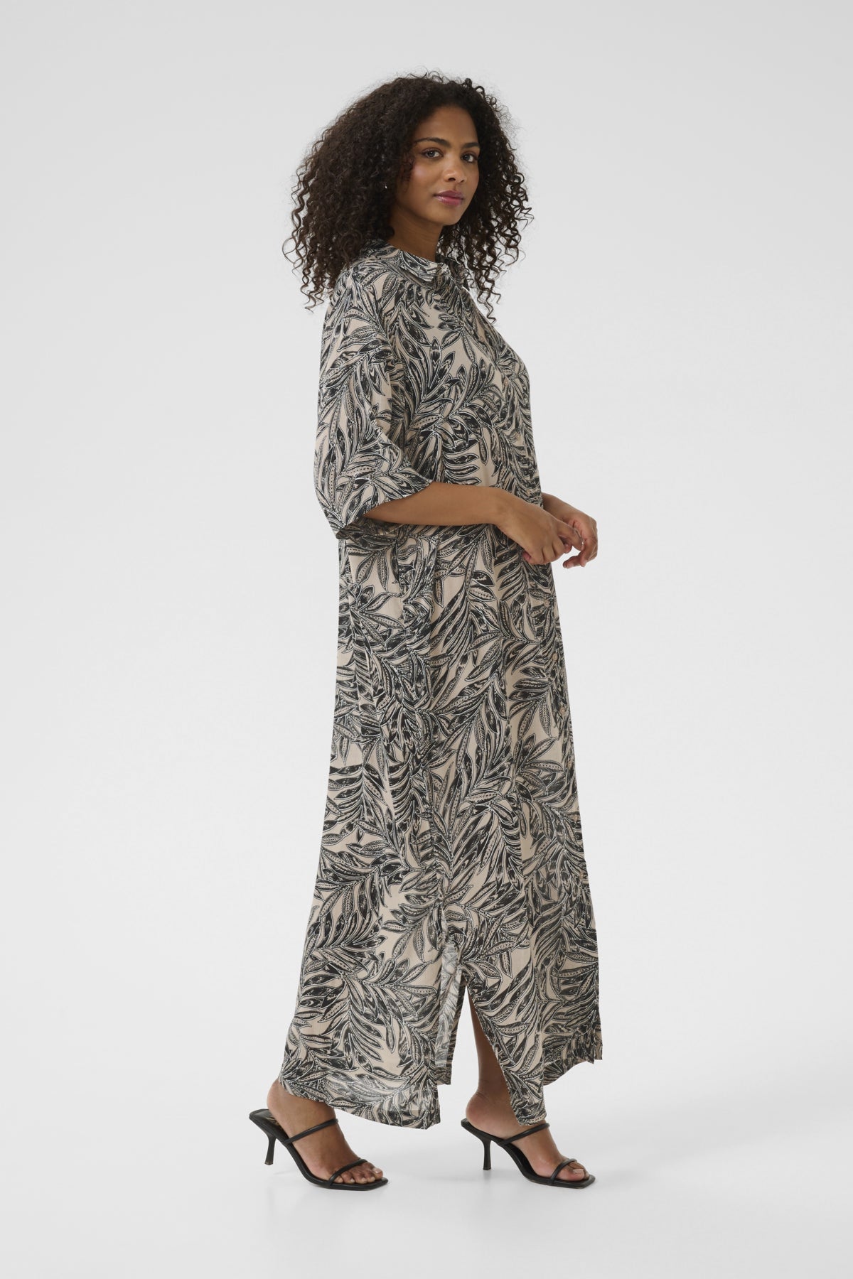 KAthora Amber Skjortklänning Feather Gray Leaf Print - 10510040