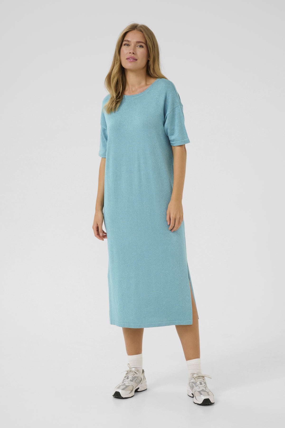 KAregina stickad klänning Teal - 10510054