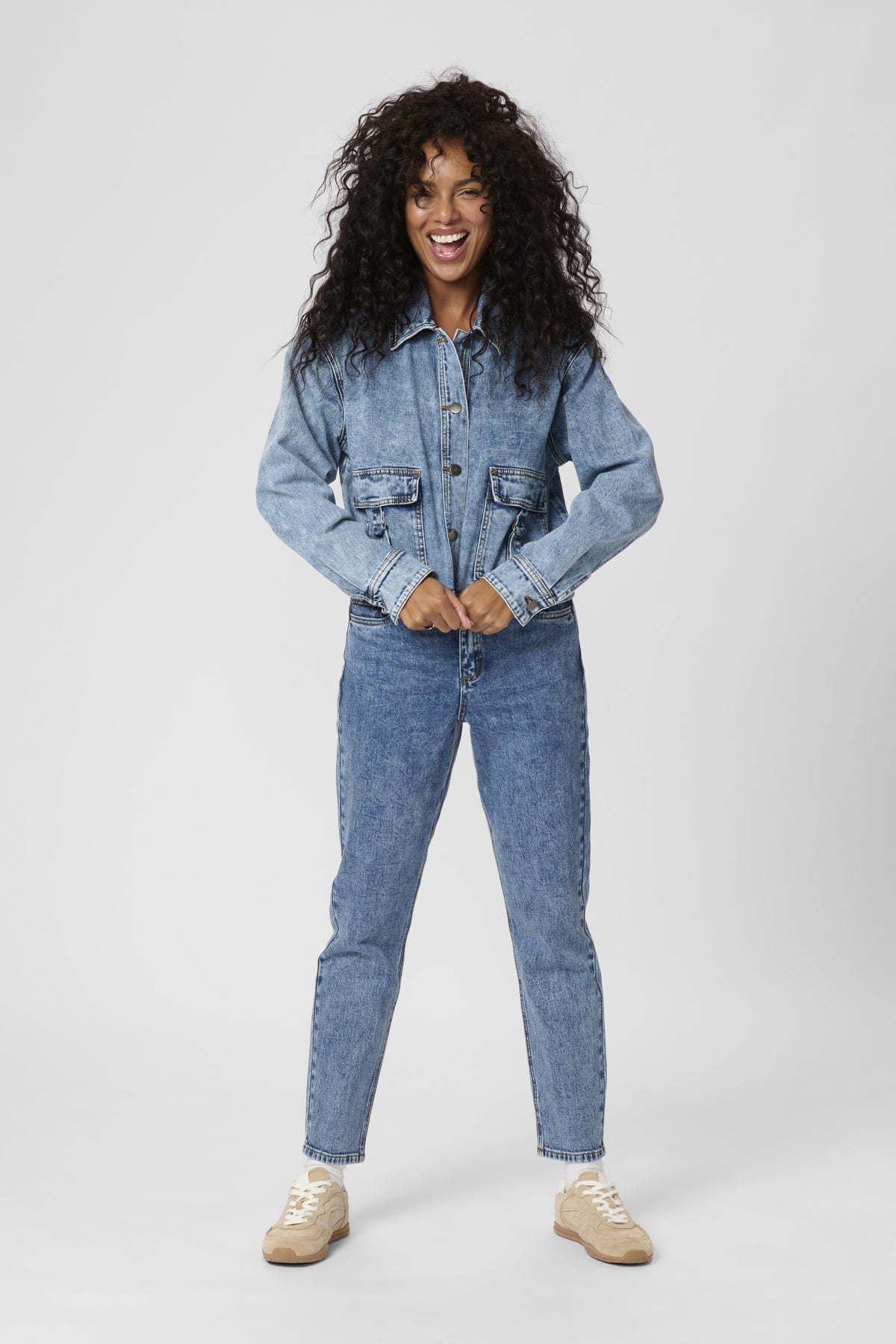 KAeloise HW Slim Jeans Washed Medium Blue Denim - 10510130