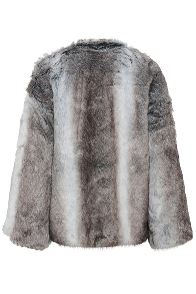 KAsolana Fake Fur Coat Grå / Brun pälslook - 10510177 Thumbnail