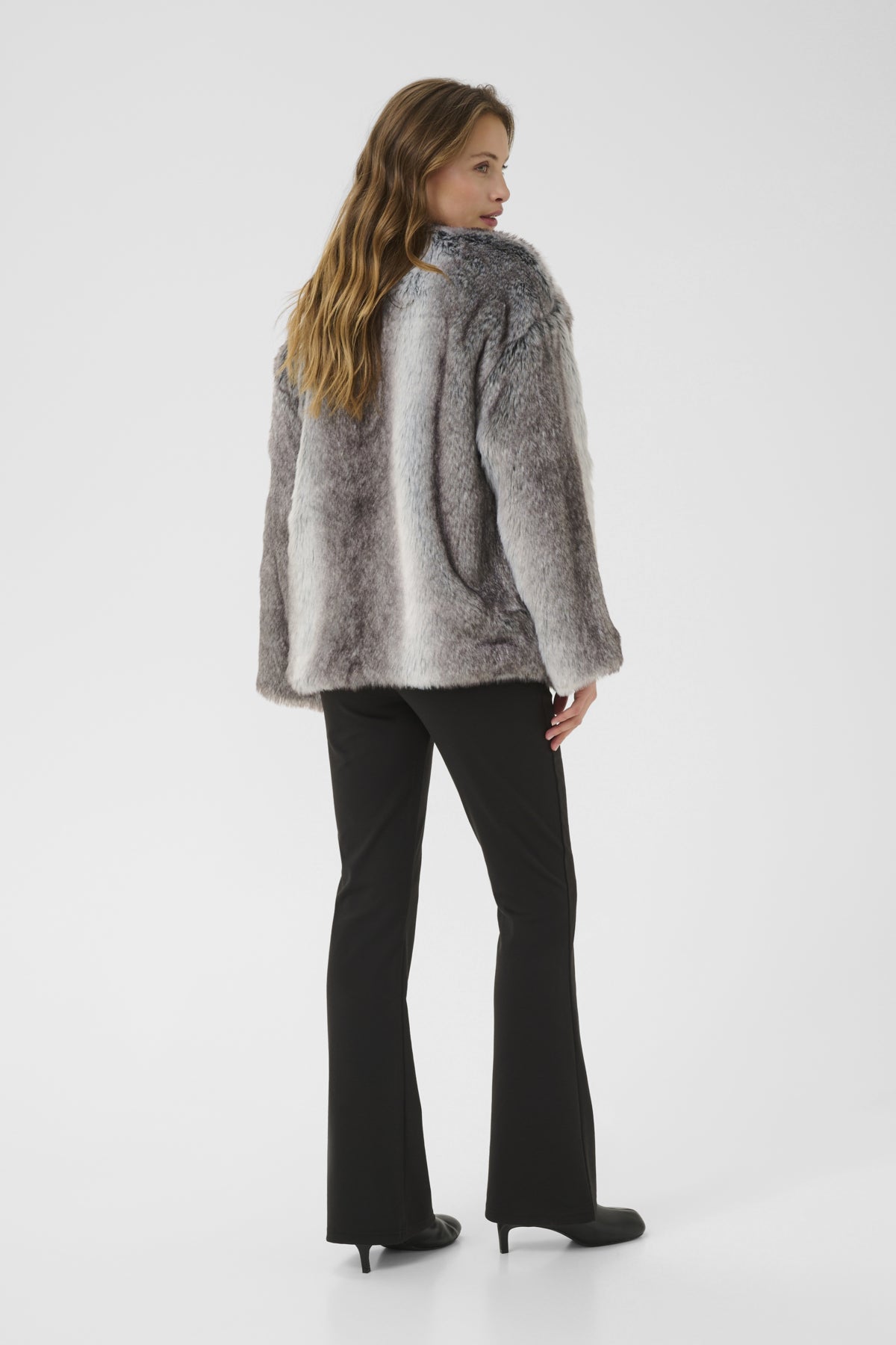 KAsolana Fake Fur Coat Grå / Brun pälslook - 10510177