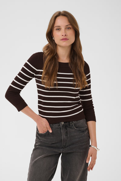 KAlizza boatneck pullover Coffee Bean / Chalk Stripe - 1 - 10510195 Thumbnail