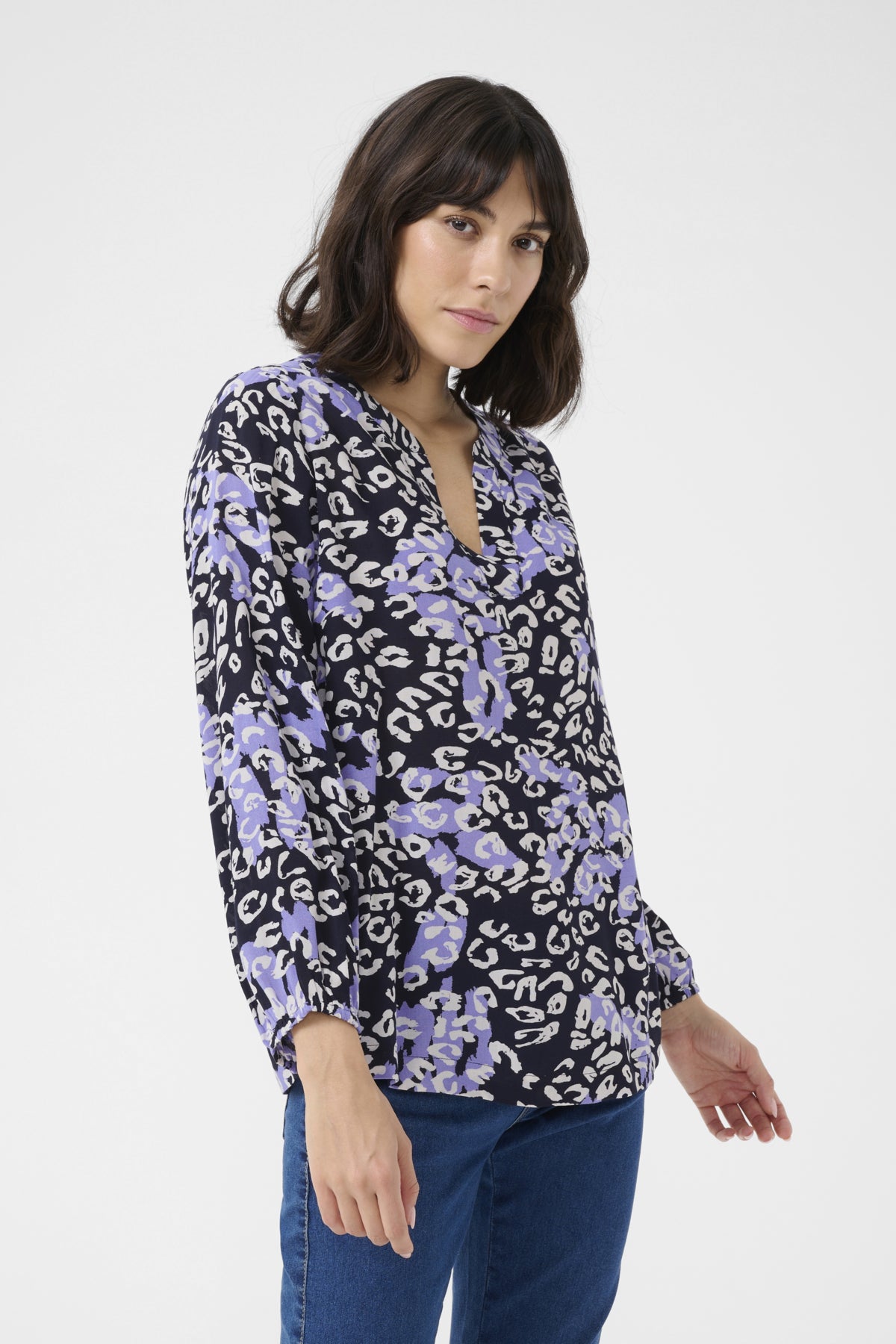 KAjanne Blus Blå Leopard