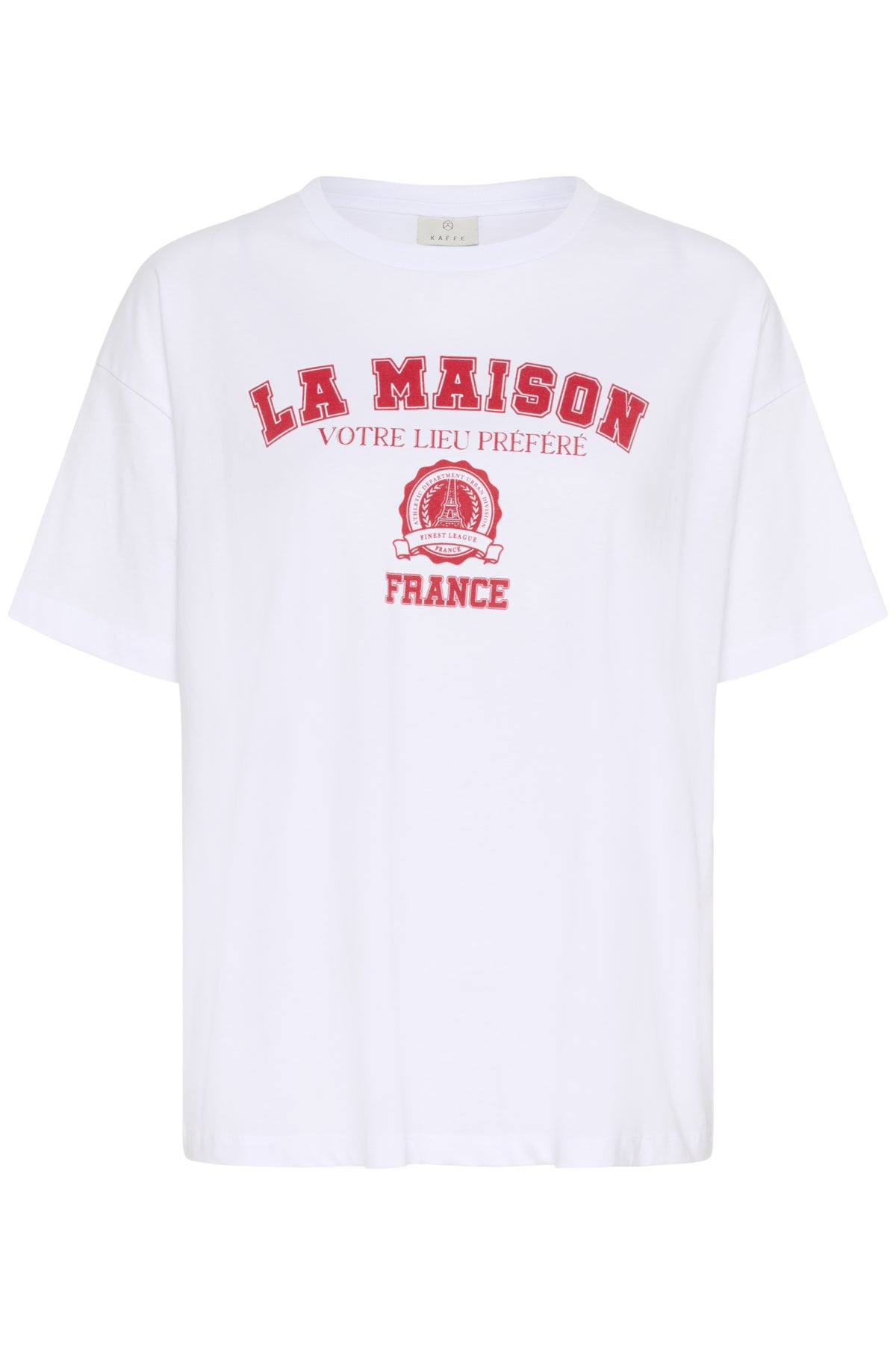 KAadelina T-Shirt Optical White/Red Text Print - 10510210