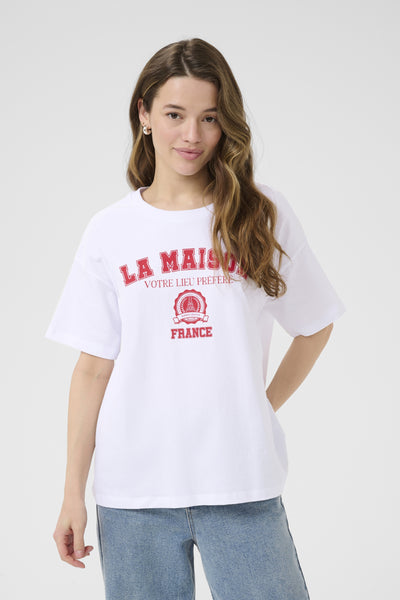 KAadelina T-Shirt Optical White/Red Text Print - 10510210 Thumbnail