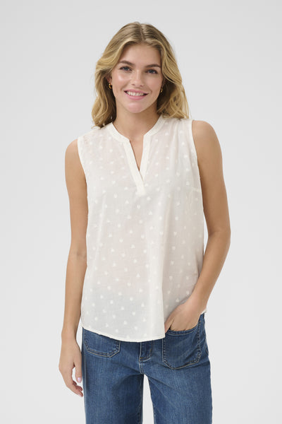 KAjolia Ärmlös Blus Chalk - 10510254 Thumbnail