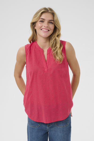 KAjolia Ärmlös Blus RASPBERRY - 10510254 Thumbnail