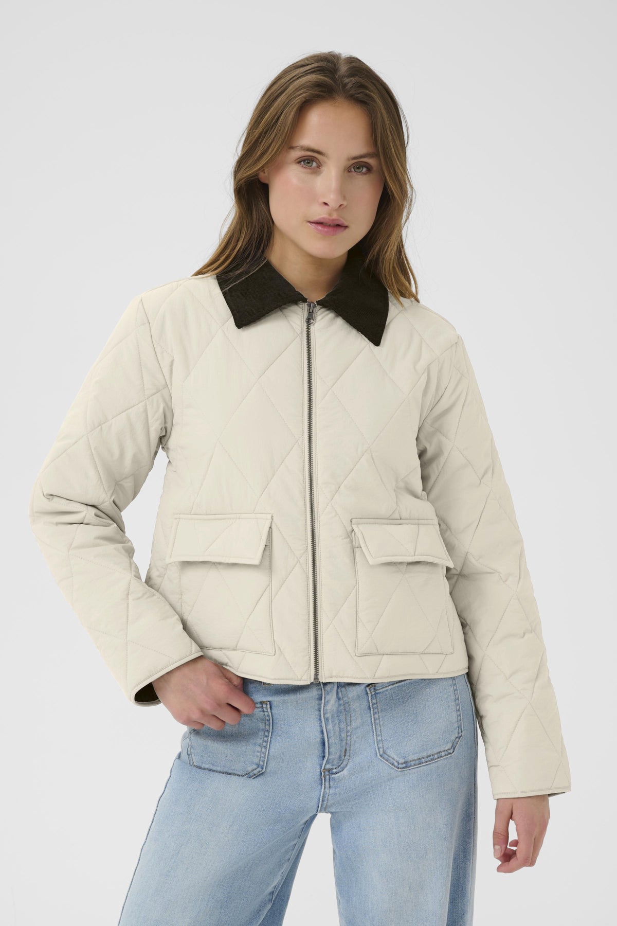 KAanneli Quilted Jacket Feather Gray - 10510278