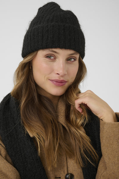 KAhenry Stickad huva Black deep - 10510407 Thumbnail