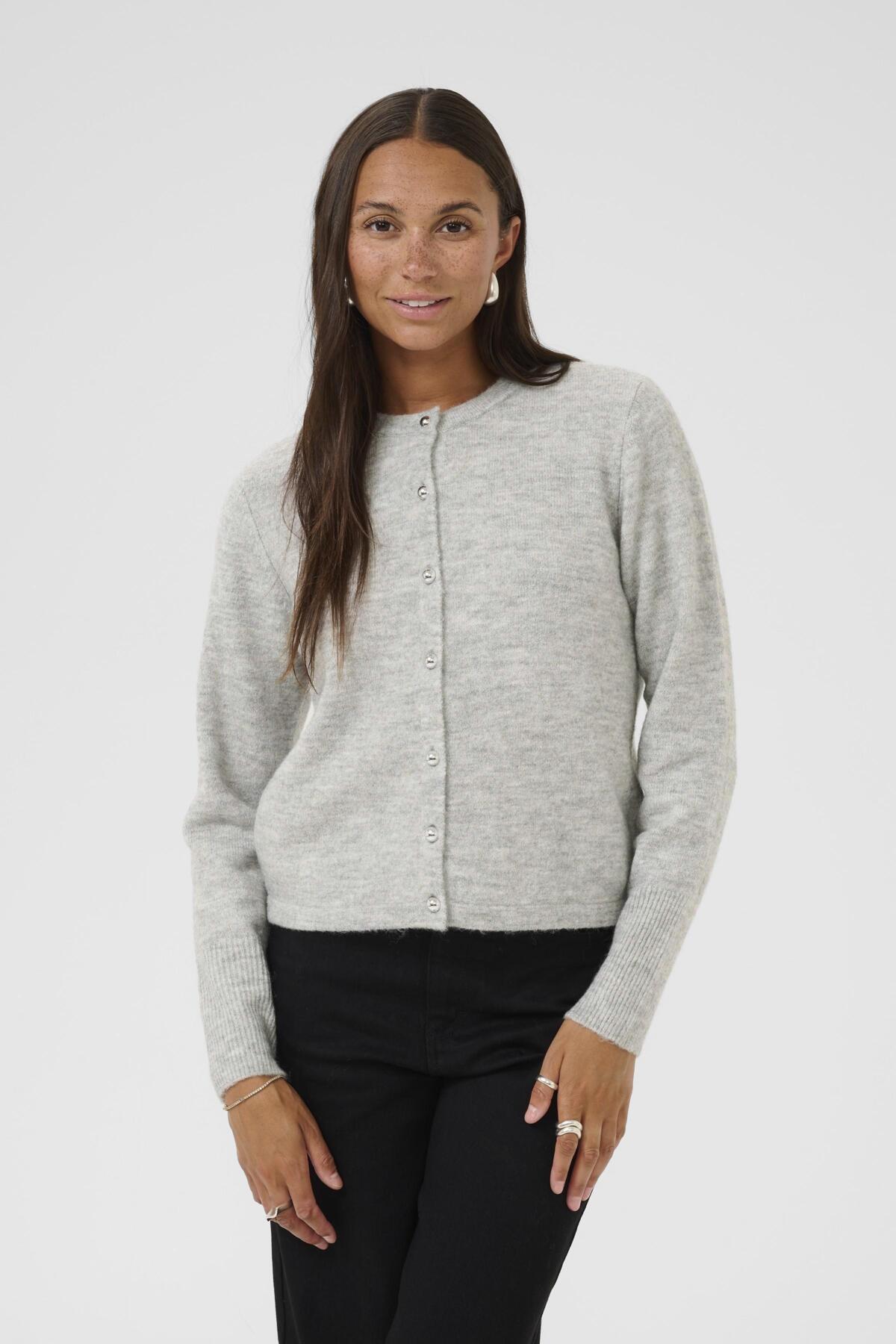 KAniel Knit Cardigan Light Grey Melange - 10510481