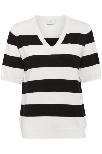 KAlizza Striped V-neck Turtledove/black boldstripe - 10510501 Thumbnail