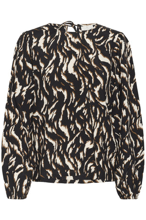 KAmille Blus Svart/Brun Grafisk Animal - 10510519