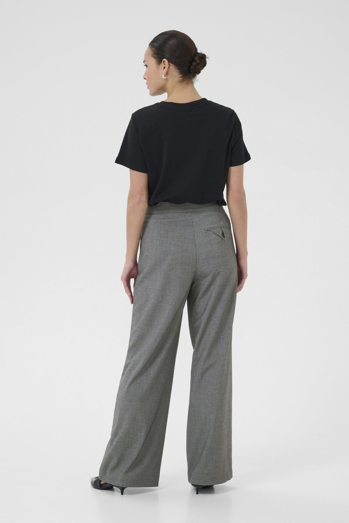 KAellie Wide Pants Gråmelerad / Kritstrecksrandig - 10510548
