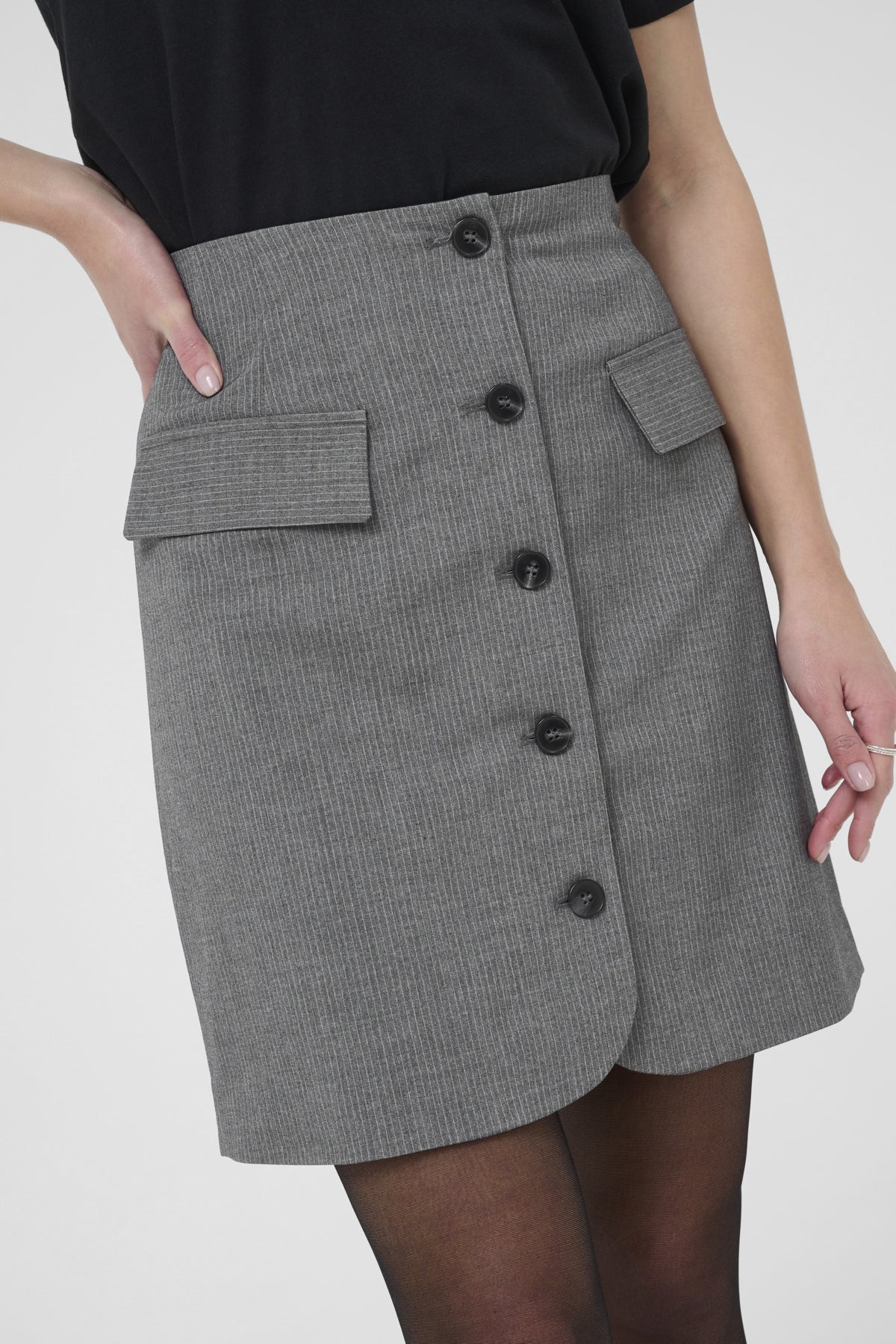 KAellie Skirt Grey Melange / Chalk Stripe - 10510553