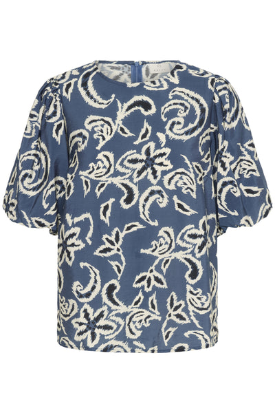 KAdahlia Blouse Bering Sea/White Paisley - 10510569 Thumbnail